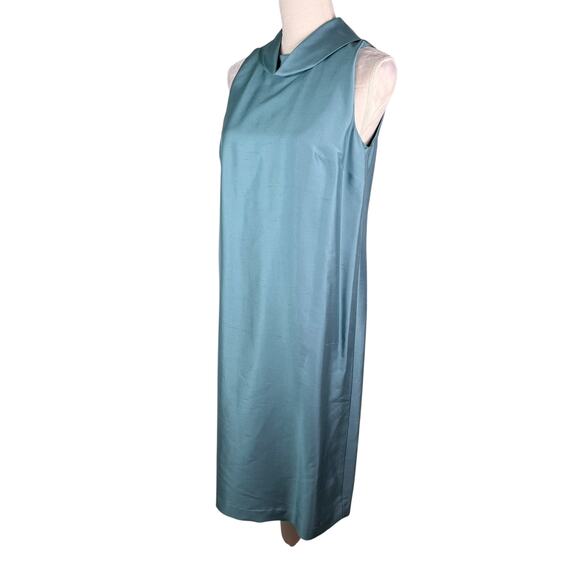 Talbots Elegant Silk Dress Lined Shift Retro 8 Sleeveless Blue New - Picture 10 of 14